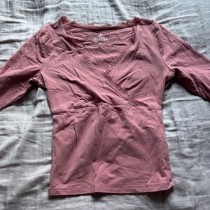 Hollister Women's Pink Lace Trim Top